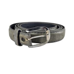 MEN'S VINTAGE GRAY FAUX LEATHER SLIM BELT WITH CHROME BUCKLE 46"